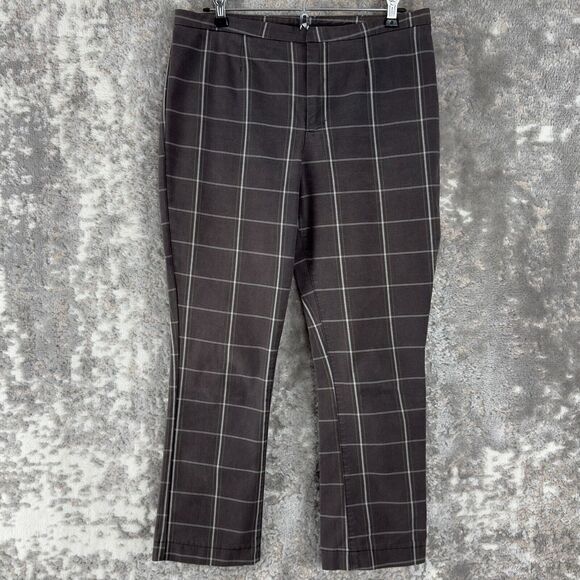 Free People Women Size 8 Checker Ankle Pants Gray Button Zip Cotton Blend Casual - Picture 1 of 12